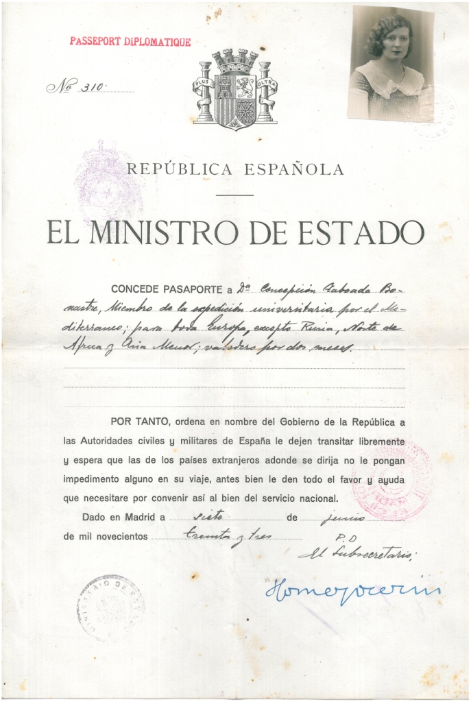2. Passports issued by the Government of the Spanish Republic (University Mediterranean Cruise of 1933).
