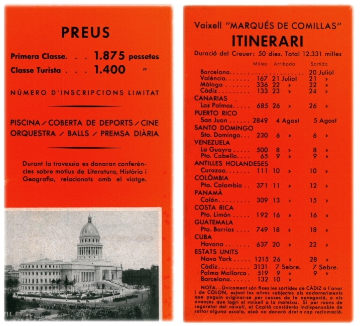 27. Prospecto editado por la Universidad Autónoma de  Barcelona sobre el Crucero de 1934 con distintas informaciones prácticas, y calificándolo de "las mejores vacaciones del verano".