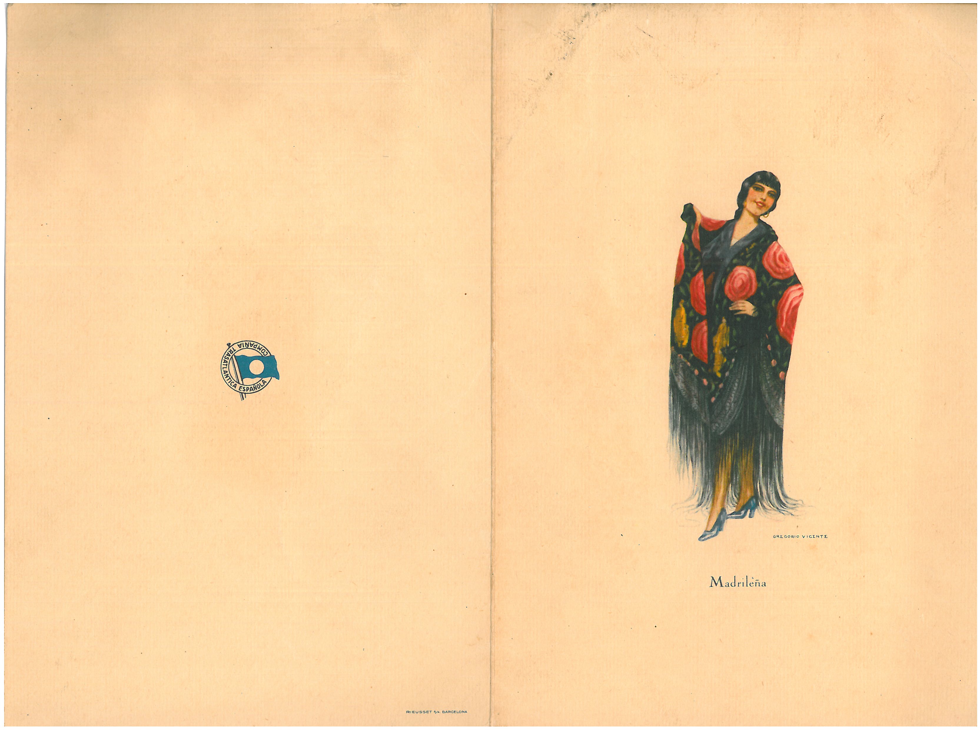 39. Algunas ilustraciones que acompañaban los menús o programas musicales reproducían figuras femeninas con vestidos regionales.