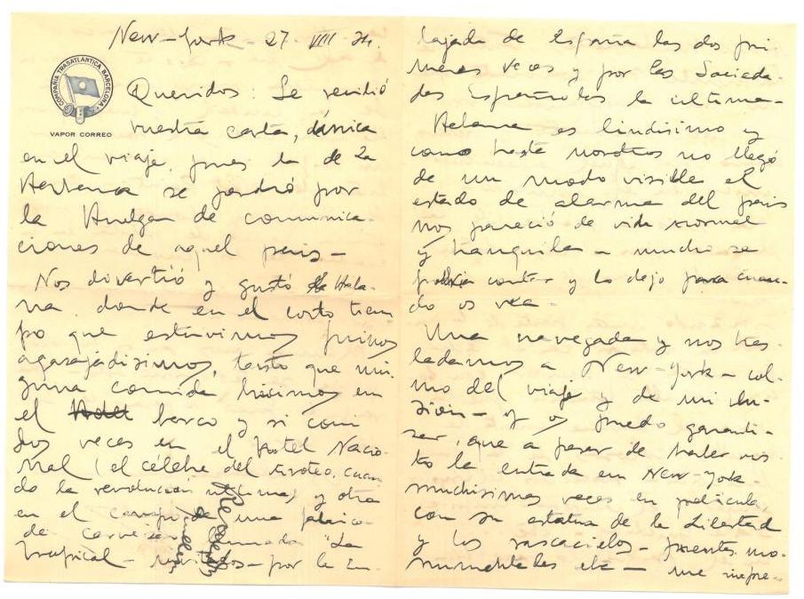 84. Primeras impresiones de M. Taboada de la llegada a Nueva York.