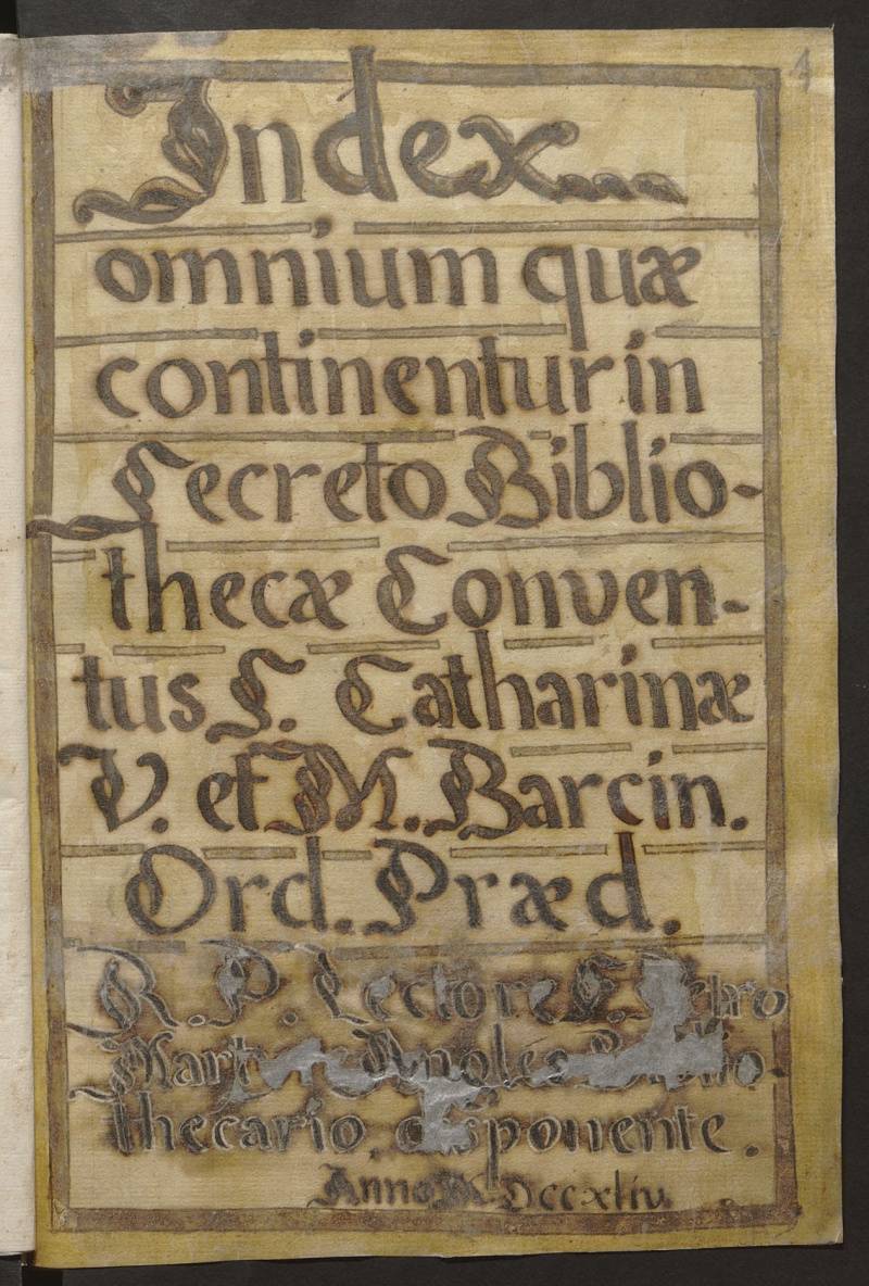 Catàlegs manuscrits de biblioteques de convents