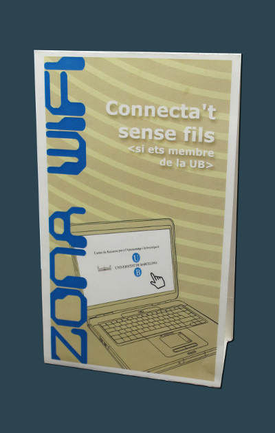 Imatge del cartell de sobretaula indicant zona Wi-fi (2006)