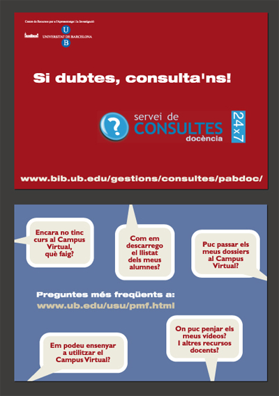 Imatge de la postal per difondre el servei de consultes per a la docència (24x7) (2009)