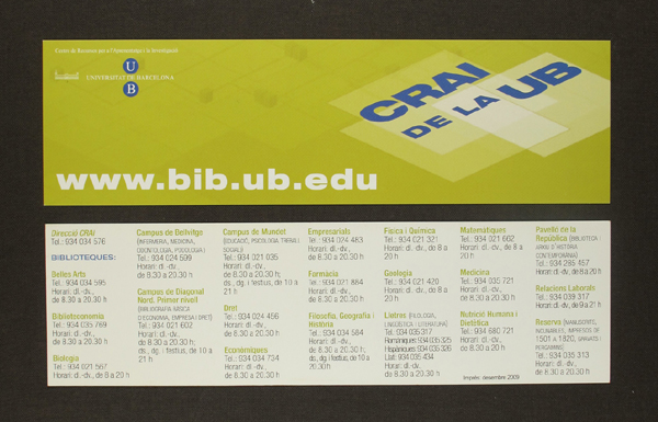 Imatge Punt de llibre CRAI Biblioteques (2009) 