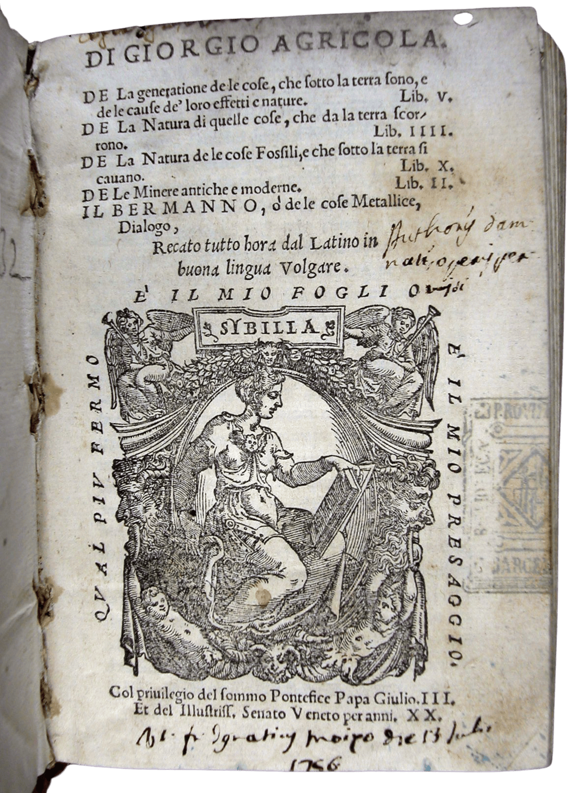 Agricola, Georg, 1494-1555. De la generatione de le cose ...