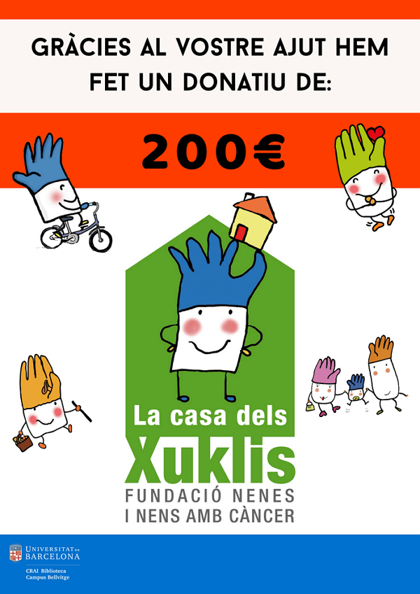 El CRAI Biblioteca del Campus Bellvitge realitza una donació a La Casa dels Xuklis gràcies a dues iniciatives solidàries