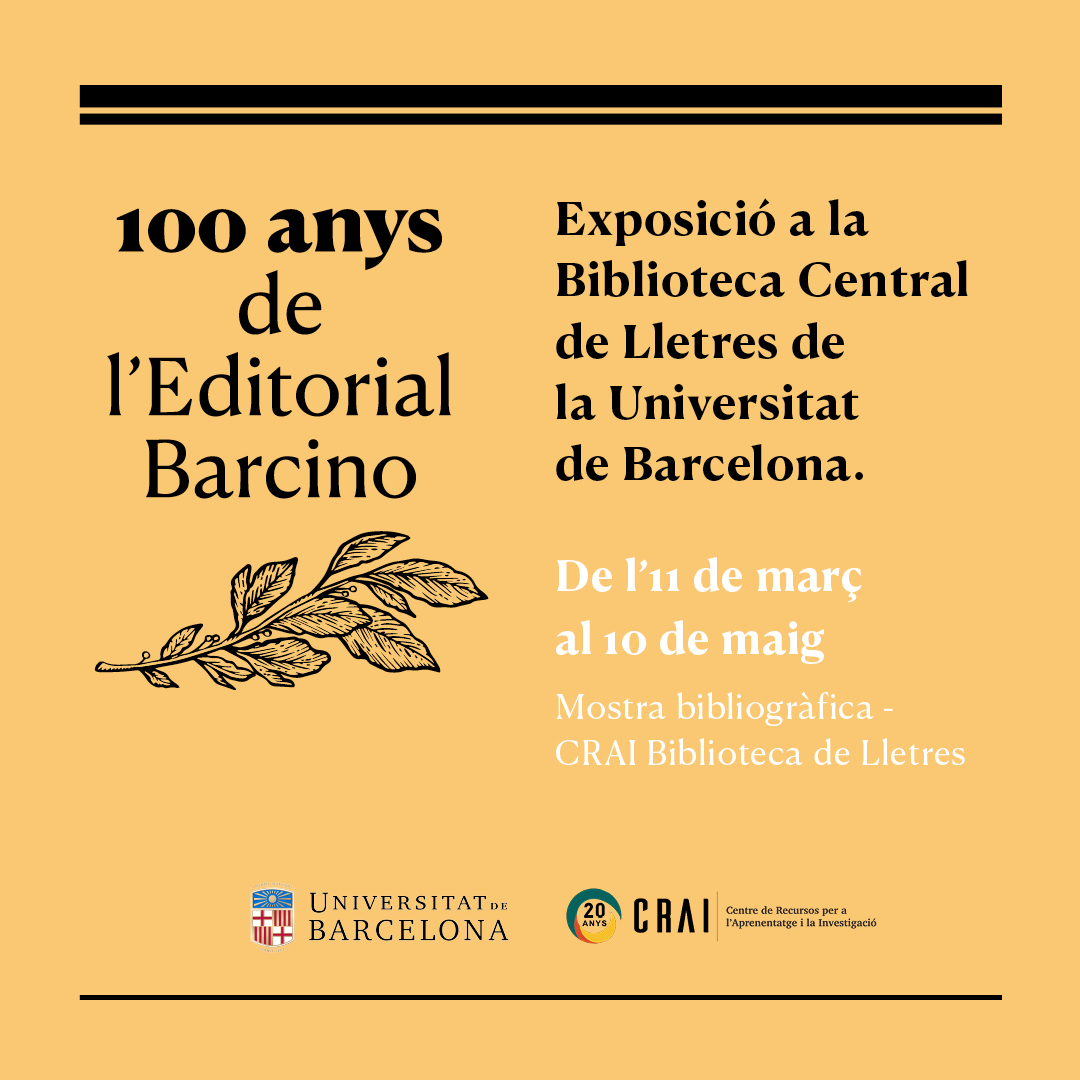 100 anys de l'editorial Barcino: Exposició al CRAI Biblioteca de Lletres