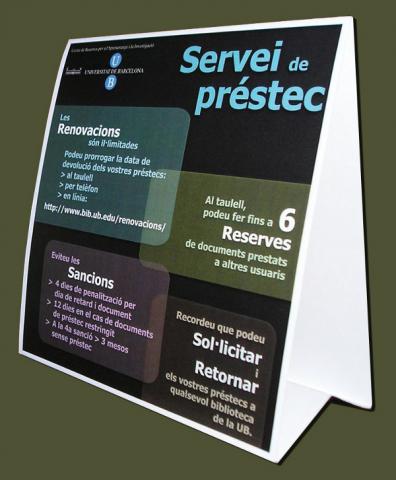Imatge del cartell de sobretaula sobre el reglament de préstec (2007)