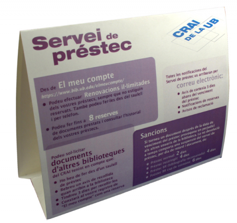 Imatge del faristol del reglament de préstec (2010)