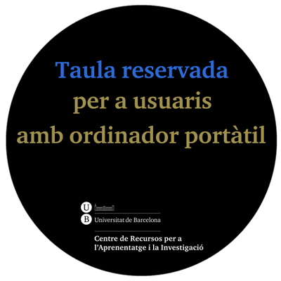 Cartell per a taules reservades per a usuaris amb portàtils (2013)