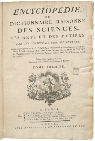 Encyclopédie ou Dictionnaire raisonné... Volum 1/A