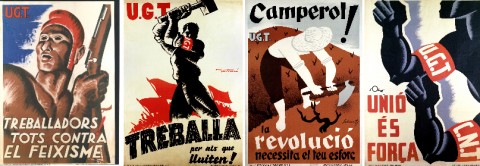 Exposició commemorativa dels 135 anys de la UGT amb material del CRAI Biblioteca del Pavelló de la República
