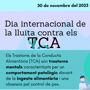 Pòster i expositor del Dia Internacional de la Lluita Contra els Trastorns de la Conducta Alimentària al CRAI Biblioteca del Campus Bellvitge