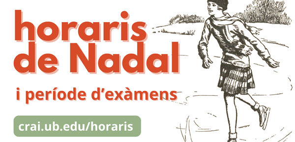 Horaris de Nadal i període d'exàmens 2024-2025 als CRAI Biblioteques de la UB