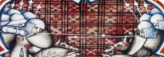 Il·lustració del manuscrit Il·luminat - Grandes Chroniques de France (1375) - Episodi de la batalla